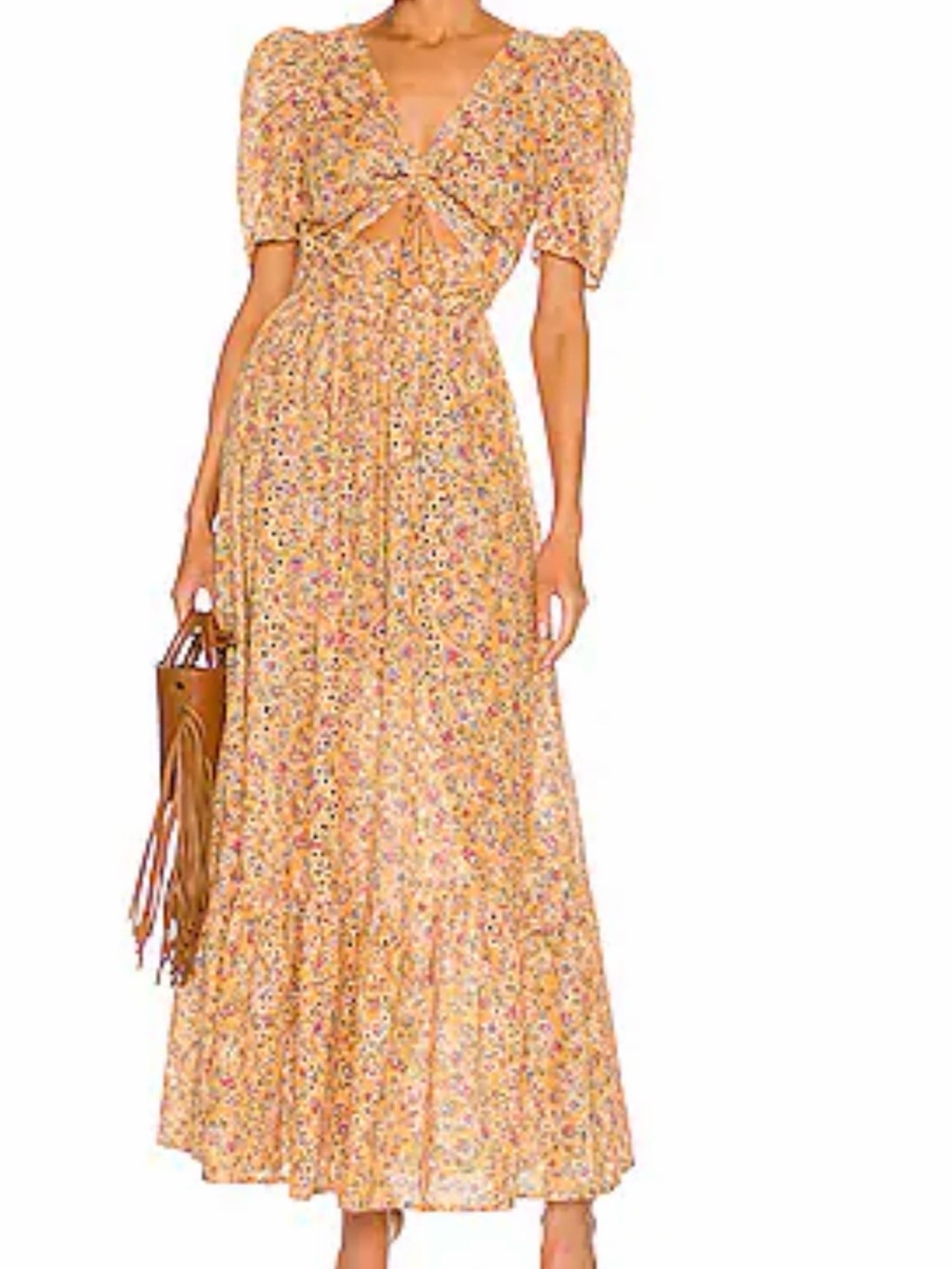 ELLIATT Bali Floral Puff Sleeve Cutout Maxi Dress | Size Small | Revolve - Picture 1 of 6